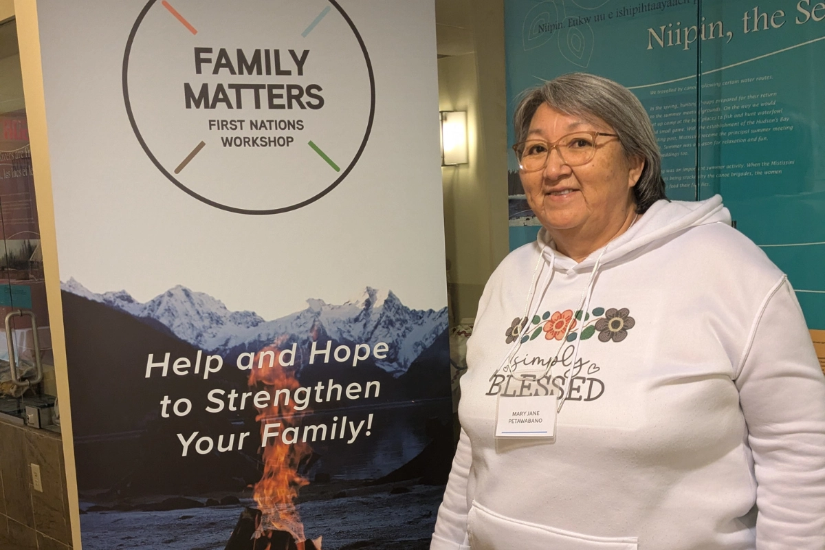 Mary Jane Petawabano, one of the founding leaders of Cree FamilyLife, happy to be launching Family Matters.
