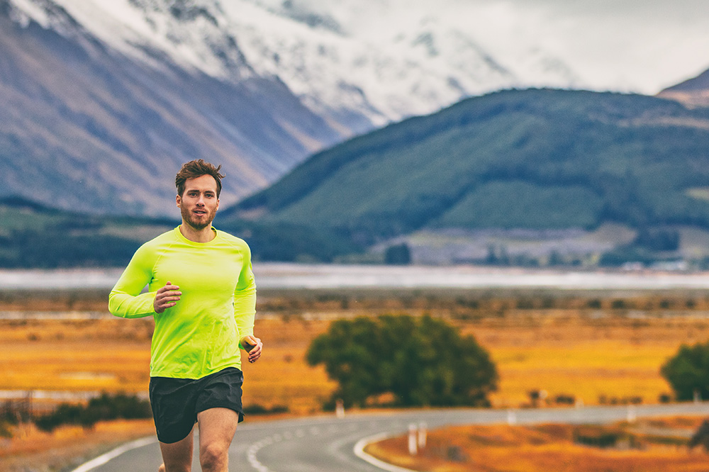 Man running on the road